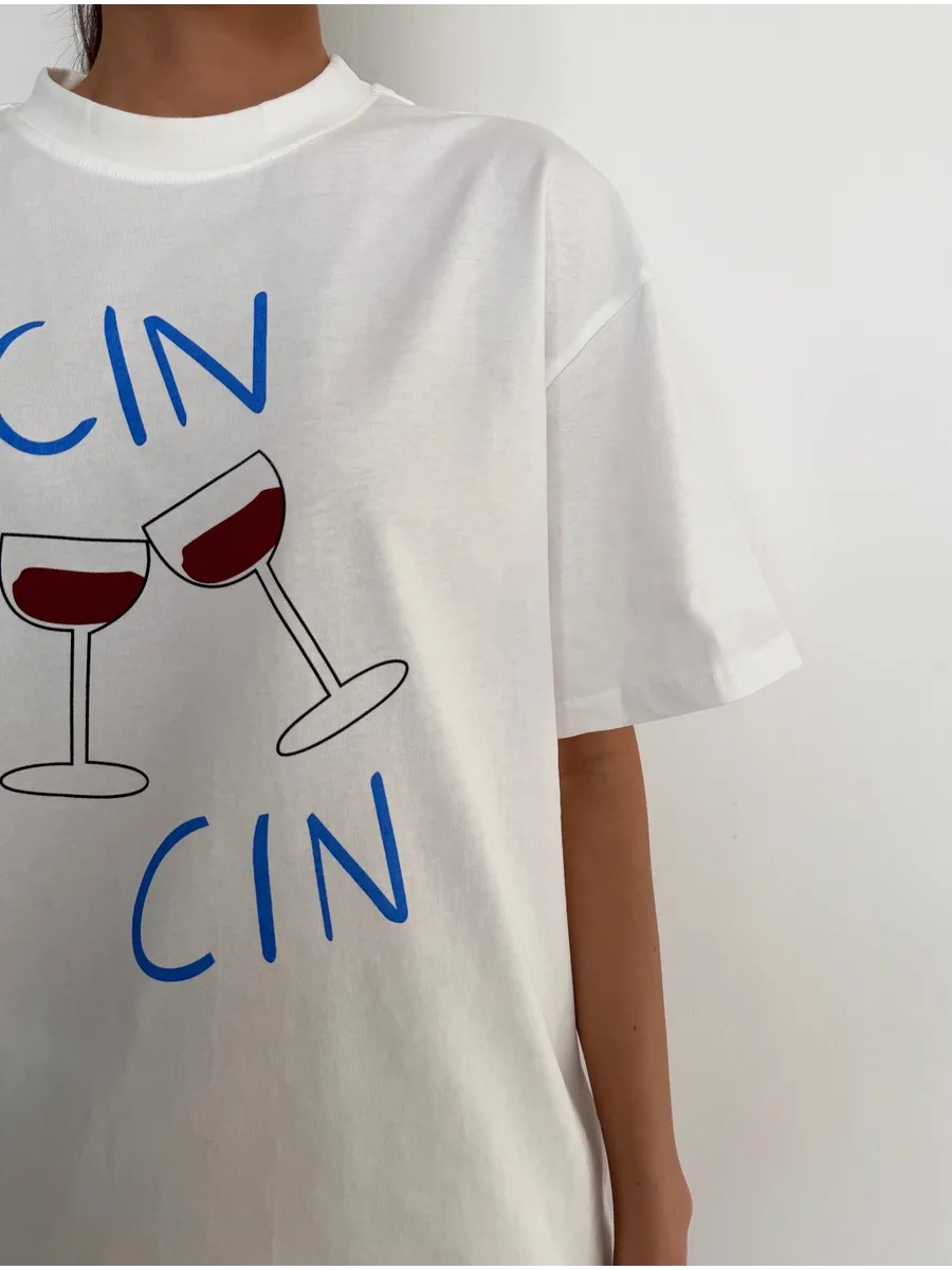 Футболка с прикольным принтом оверсайз хлопок