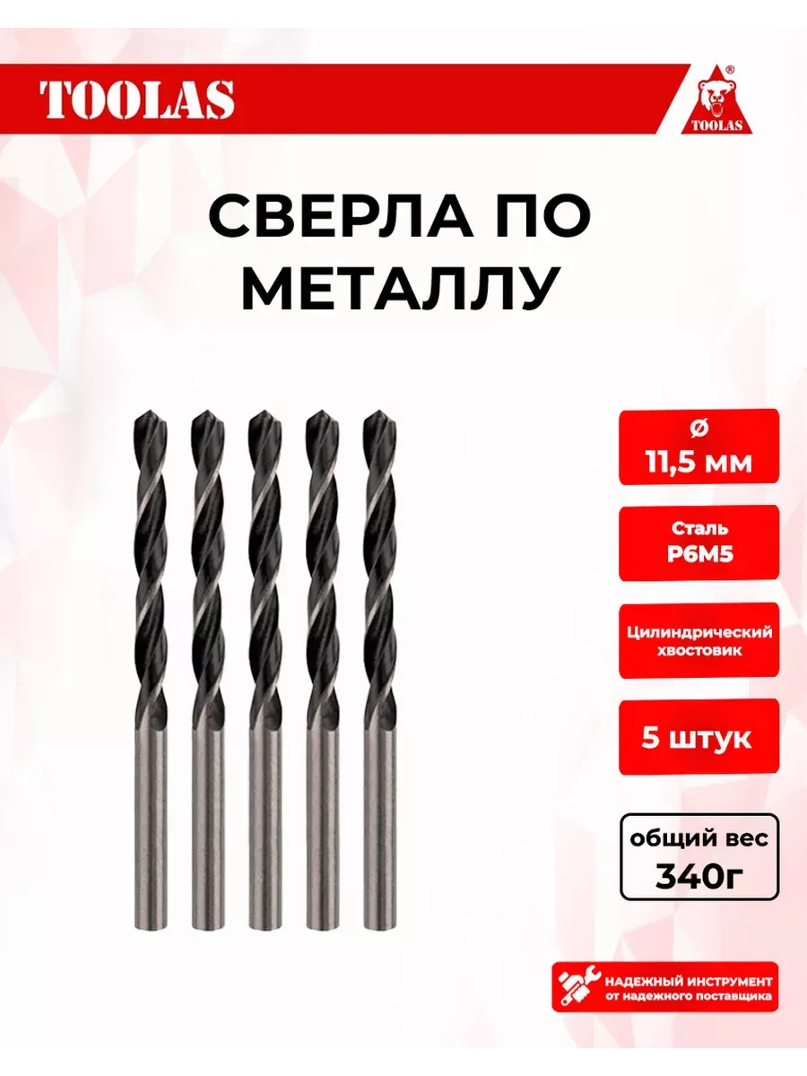 Сверло по металлу 11,5 мм, 5 шт