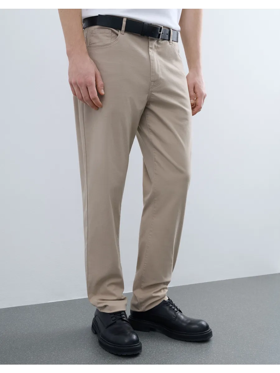 Джинсы бежевые зауженные slim