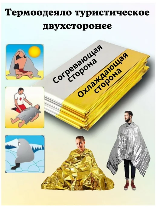 Просто Полезно Термоодеяло-покрывало спасательное изотермическое 160х210см, серый, фото 4