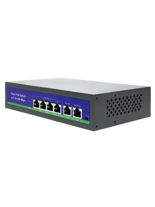 CARCAM Коммутатор Standard 4+2 10 100Mbps AI PoE Switch ССF0420FBLC, вариант, фото 4