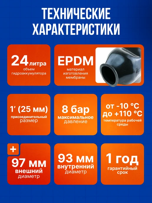 Джилекс Мембрана для гидроаккумулятора на 24 л, 24 л, фото 4