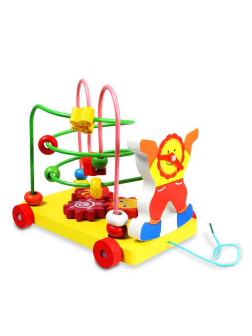 Wooden Toys Лабиринт-каталка деревянная с шестеренками для малышей, желтый, фото 3