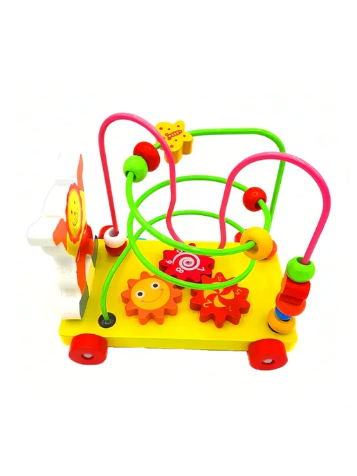 Wooden Toys Лабиринт-каталка деревянная с шестеренками для малышей, желтый, фото 5
