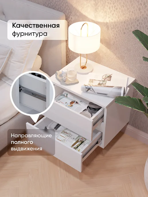 тумба подвесная прикроватная, белый, фото 3