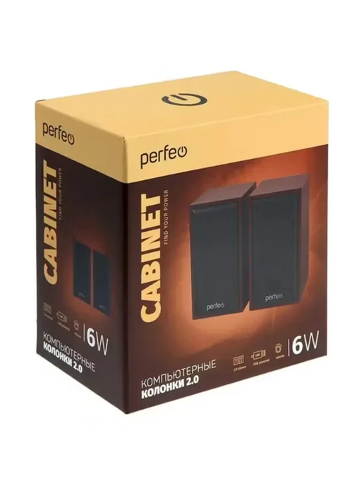 PERFEO Колонки компьютерные 2.0 (PF_4326) CABINET 6Вт коричневый, 6 Вт, фото 3