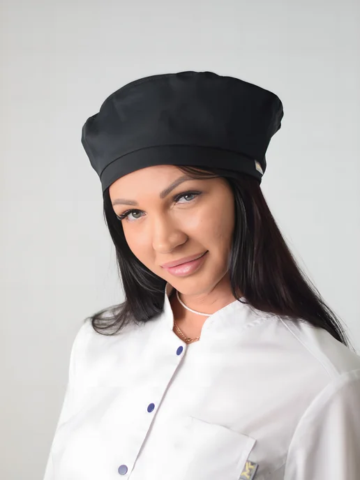 Lenima Берет поварской белый с сеточкой, черный, фото 2