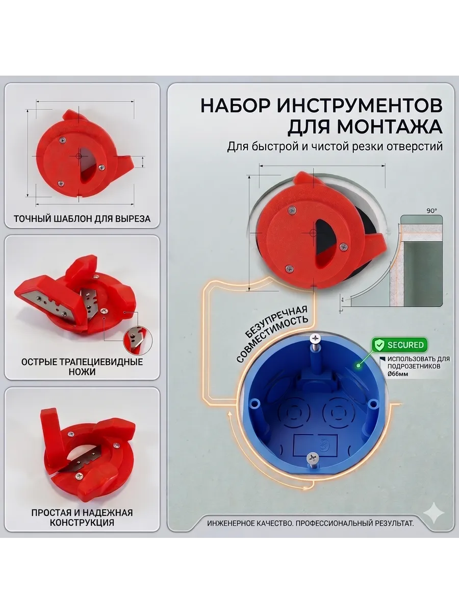 Фаскосниматель для установки подрозетников 68 мм в ГКЛ