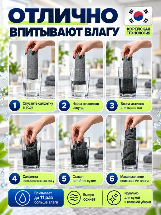 DARVDOM Умные корейские тряпки для уборки стекол без разводов, вариант, фото 3