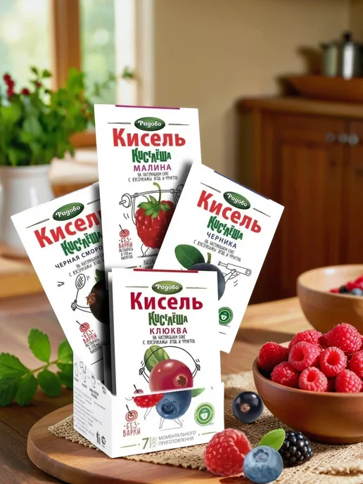 Радово Кисель быстрорастворимый с кусочками ягод Киселеша 30 гр 40…, 30 г, фото 7