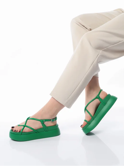 Shoes house Сандалии летние открытые на платформе, зеленый, фото 2
