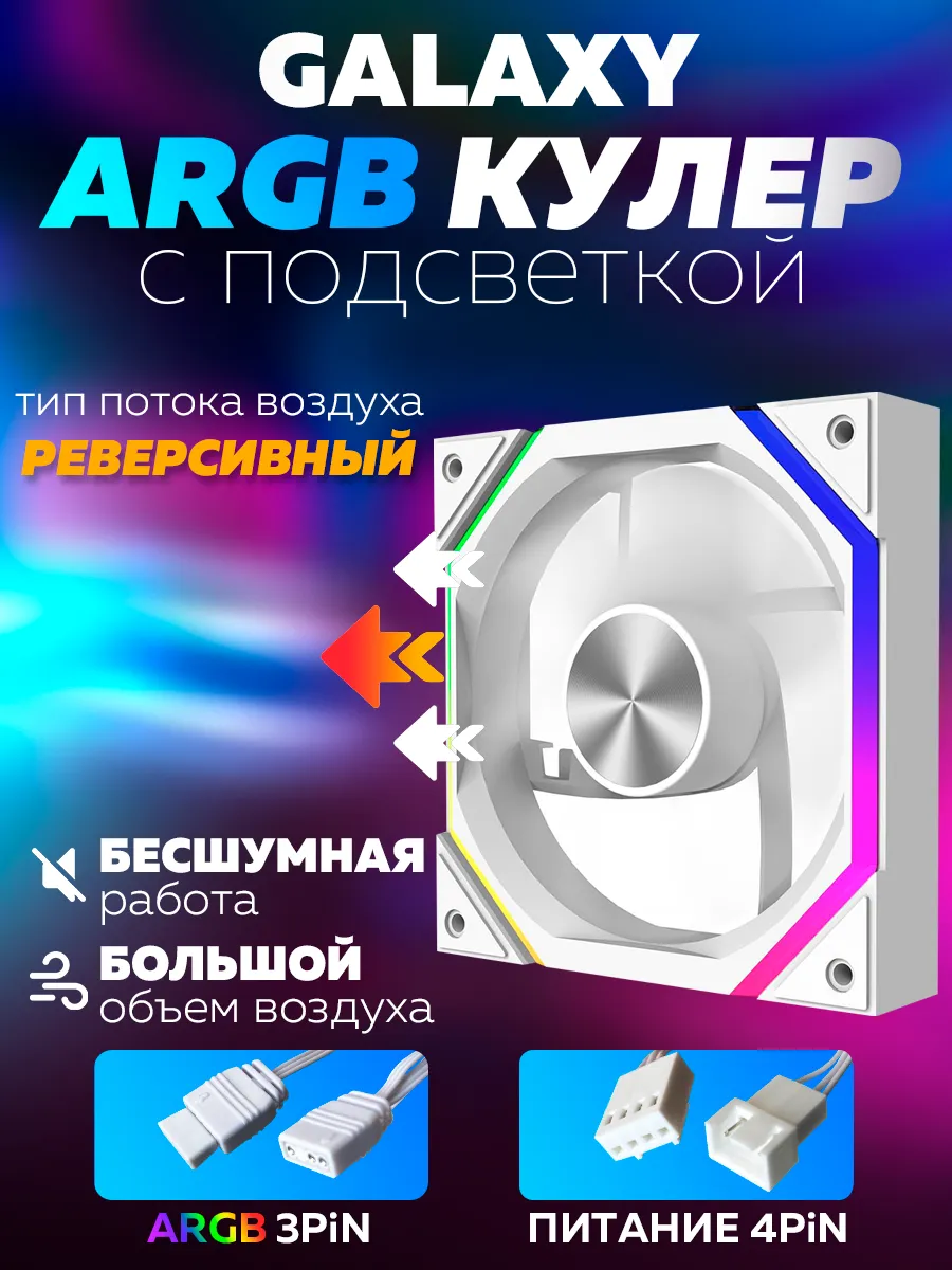 Белый Корпусный вентилятор для Пк Prism XH Galaxy Реверс