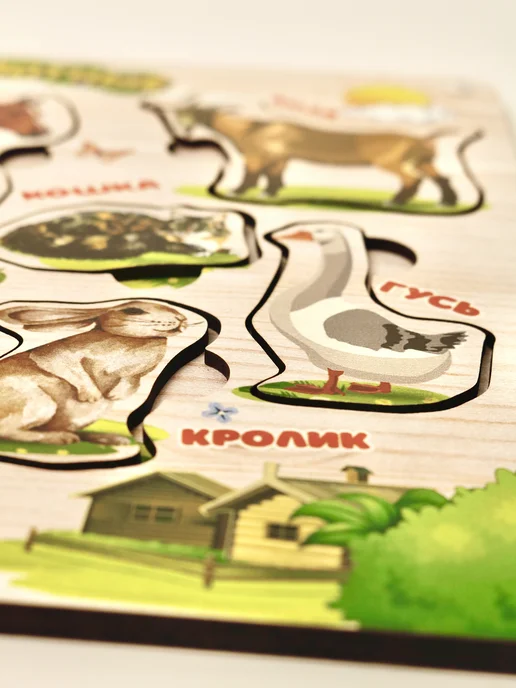 Lucky Kids 43 Деревянная развивающая рамка вкладыш для детей, белый, фото 6
