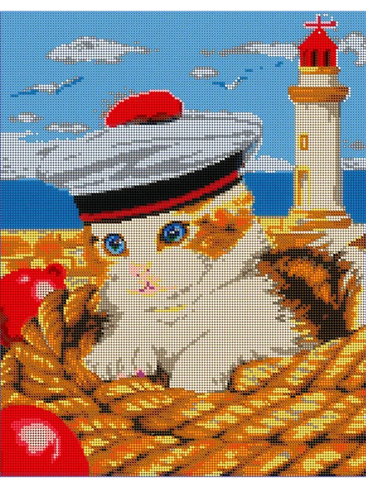 Декор-Н Основа для вышивания бисером "Кот Матрос" 30х38, 30x38, фото 2