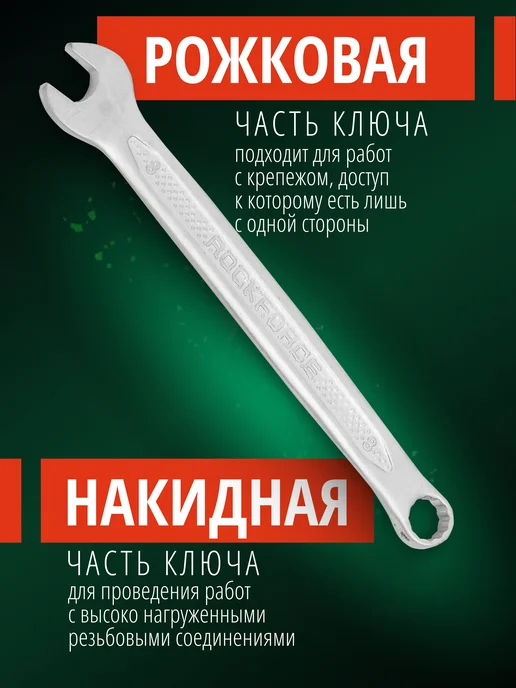 Rockforce Ключ комбинированный "Profi" 21 мм, серый, фото 2