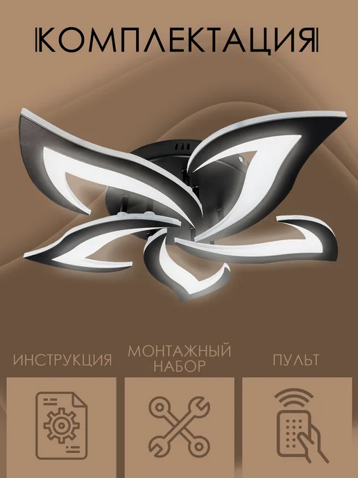 Lanbos Люстра потолочная светодиодная с пультом на кухню LED, черный, фото 3