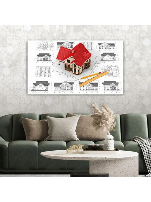LinxOne Картина на холсте, 40x60, Архитектура строительства чертежи, 40x60