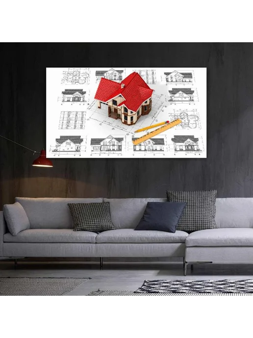 LinxOne Картина на холсте, 40x60, Архитектура строительства чертежи, 40x60, фото 2