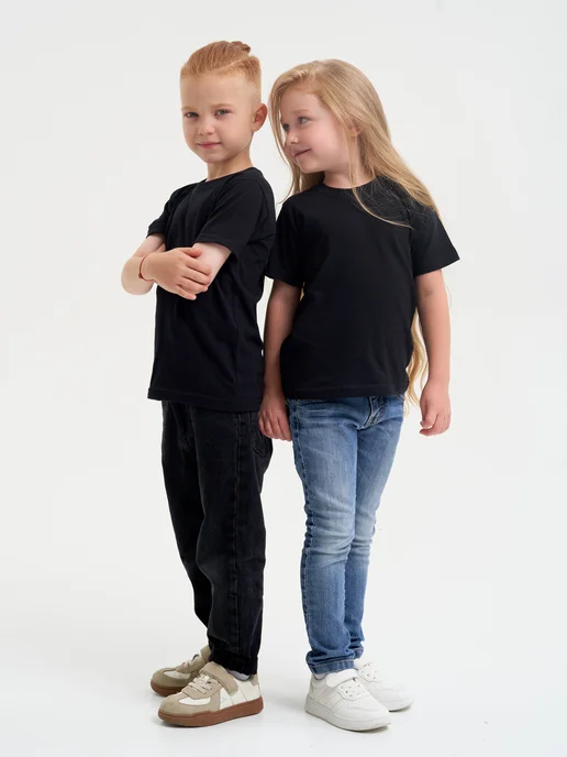 Zukids Футболка детская однотонная, черный, фото 4