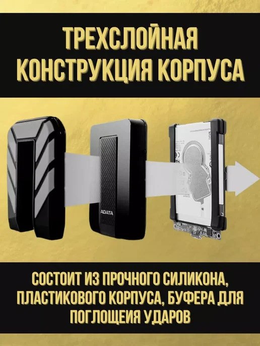 ADATA Внешний HDD 2Tb HD710 Pro Yellow Durable, 2 ТБ, фото 4