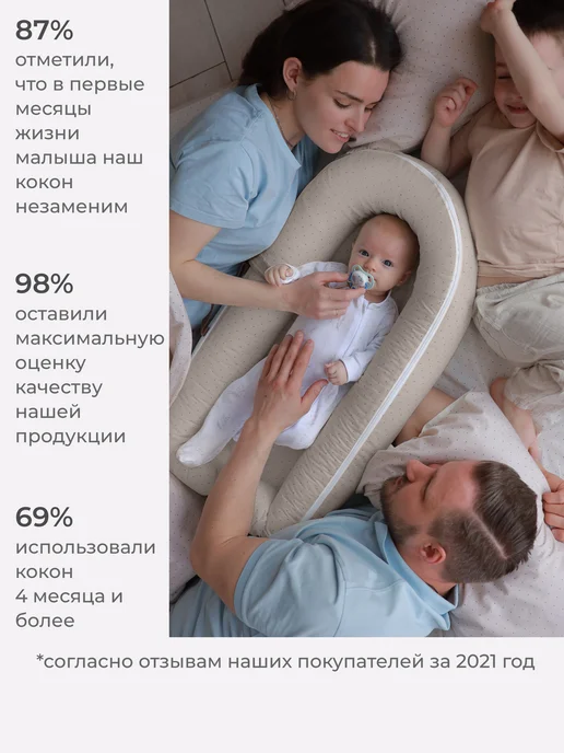 Dr.Hygge Кокон гнездышко для новорожденного, бежевый, фото 4