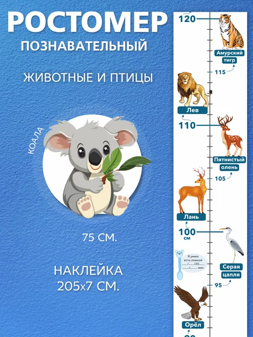 IVJ print Ростомер детский на стену наклейка, вариант, фото 6