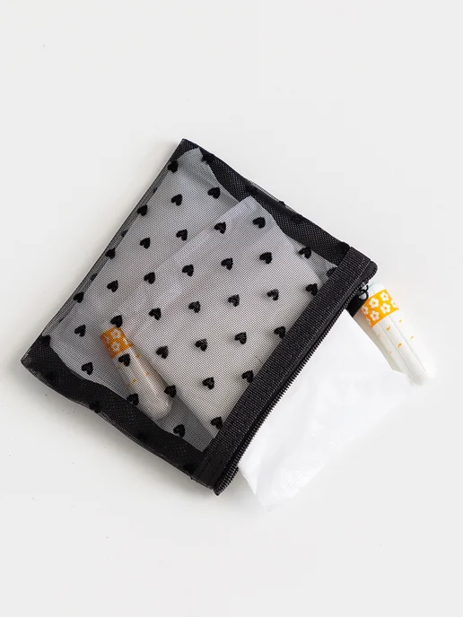Nice Little Things Косметичка женская в сумку 10х13 Бархатные сердечки светлая, 10x13, фото 4