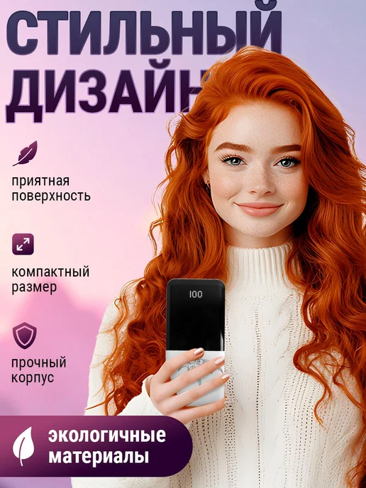 Повербанк 22000 mah мощный с быстрой зарядкой со шнурами, 22000 мАч, фото 8