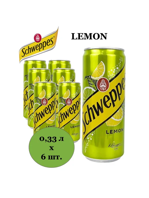Schweppes Напиток газированный Швепс Лимон 0,33л 12шт, 330 мл, 6 шт