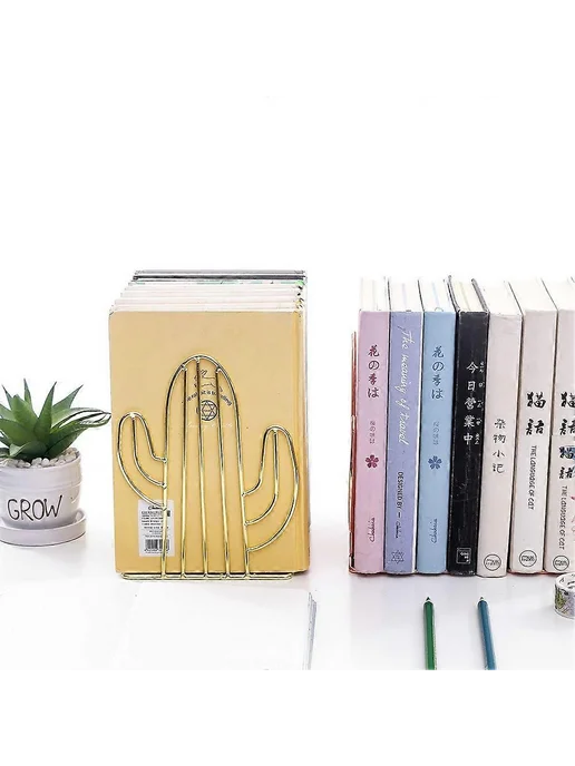 Стойка для книг из металла кактус KAESI Ц Розовое золото, розовый, фото 5
