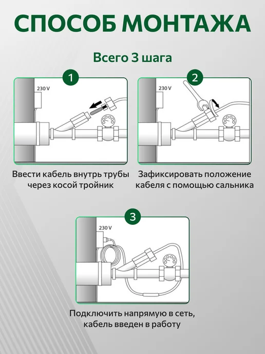 Shtein Греющий кабель внутрь трубы и на трубу TM PRO - 10Вт м (5м), 10 Вт, 5 м, фото 2