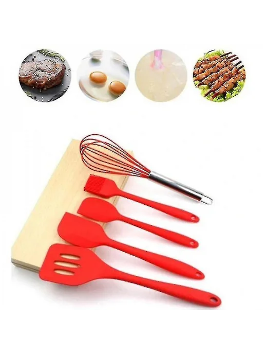 Набор 5 силиконовых кухонных принадлежностей Црозовый, силиконовых Црозовый, фото 2