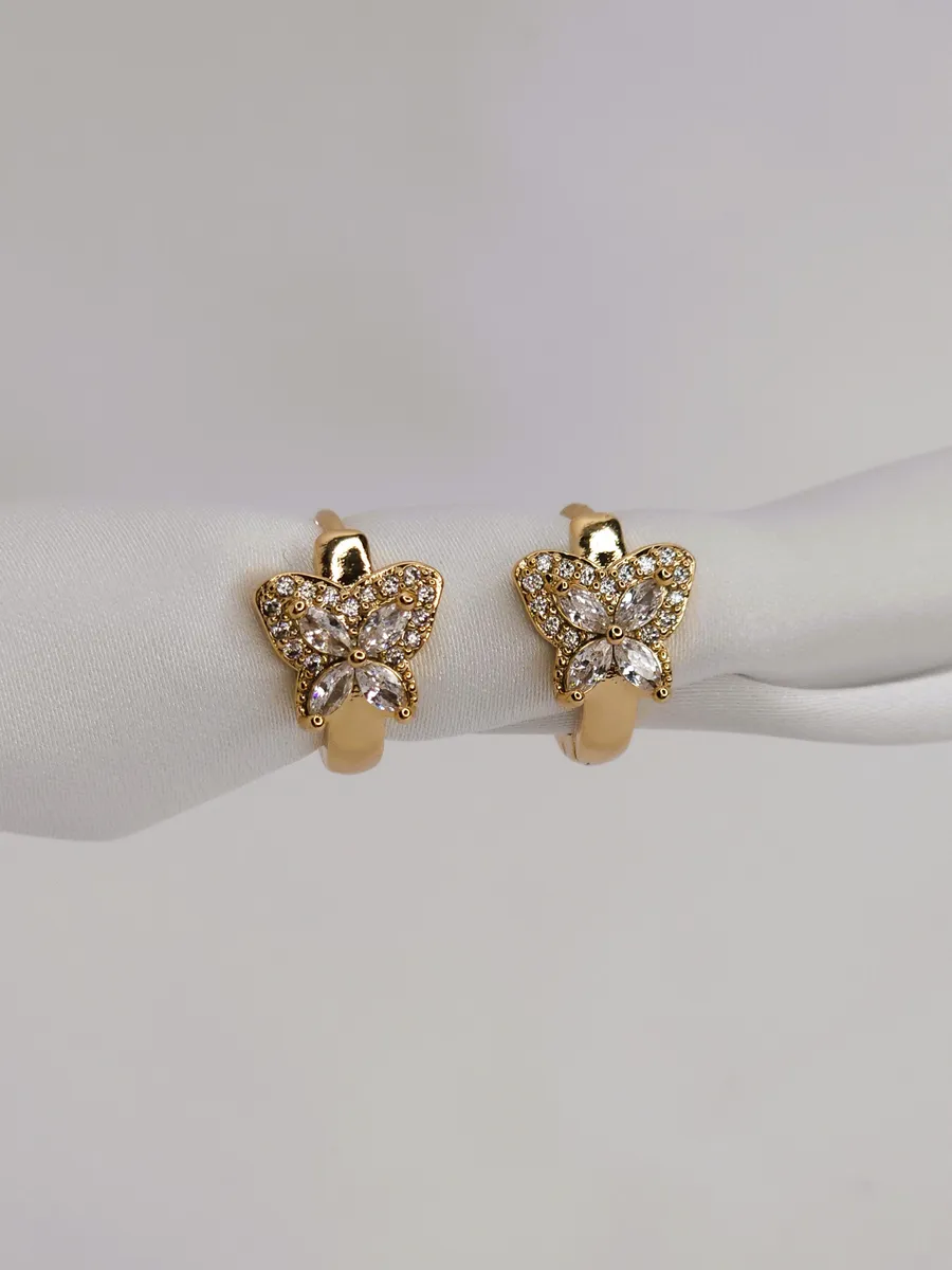Серьги кольца повседневные, бабочка 1,5 см.