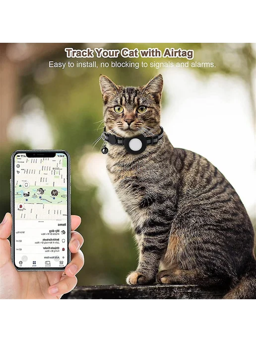 Кошачий ошейник с AirTag GPS отраж Цкрасный, вариант, фото 3