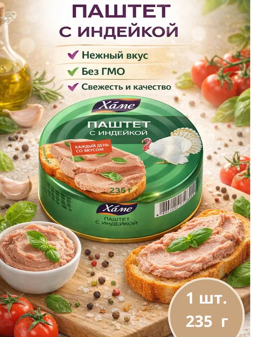 Hame Паштет печеночный с индейкой, 235г, 235 г