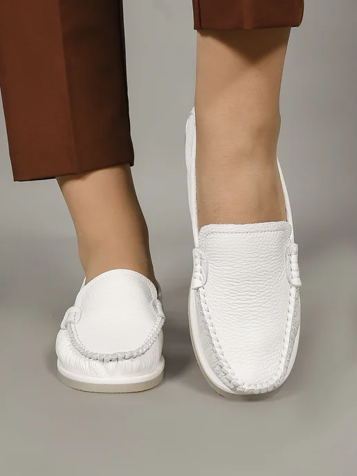 NN_ShoeS Мокасины женские кожаные белые, белый, фото 4