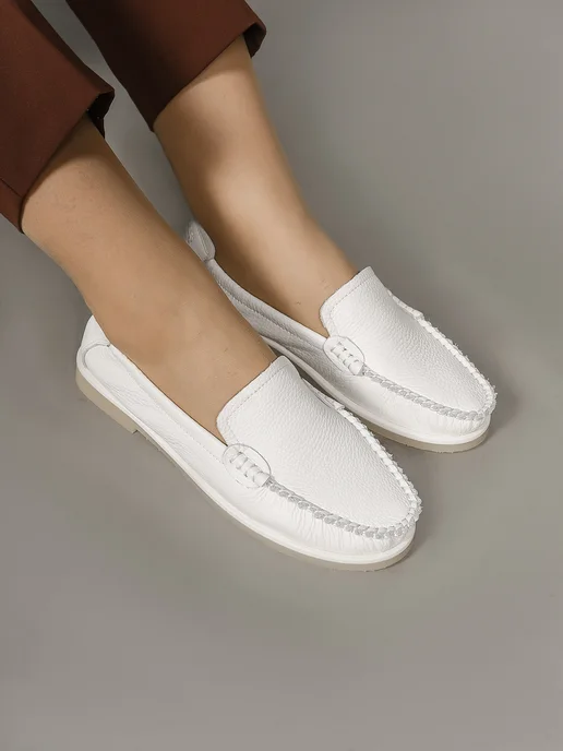 NN_ShoeS Мокасины женские кожаные белые, белый, фото 5