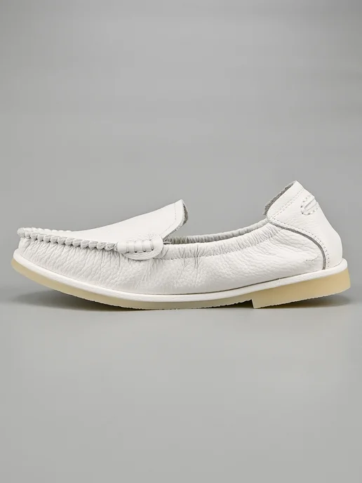 NN_ShoeS Мокасины женские кожаные белые, белый, фото 7