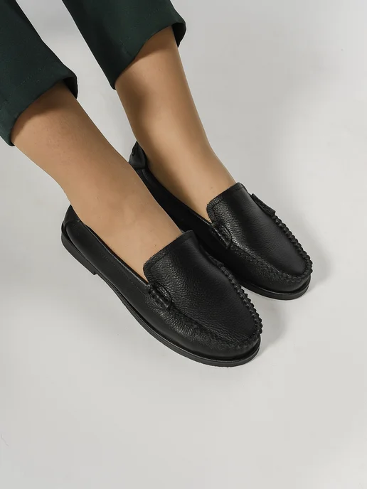 NN_ShoeS Мокасины женские осенние кожаные, черный