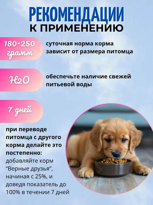 Сухой корм ВЕРНЫЕ ДРУЗЬЯ для собак, щенки, ягненок, 1 кг, фото 5