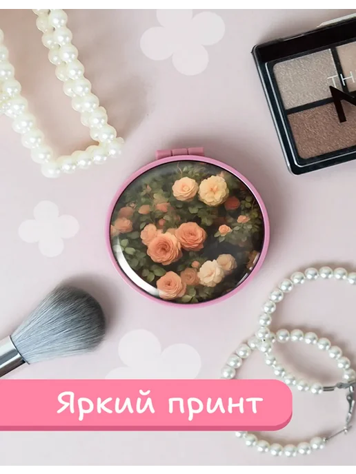 AniKoya Зеркало карманное с принтом розы, вариант, фото 3