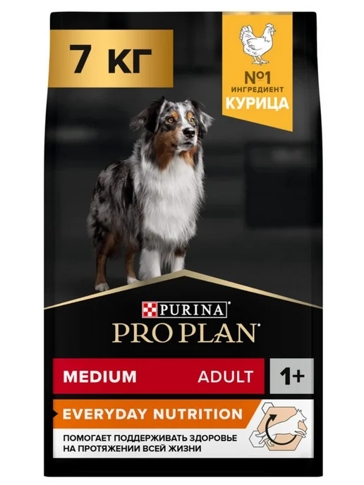 Сухой корм PRO PLAN Everyday Nutrition для собак, взрослые, средние, курица, 7 кг