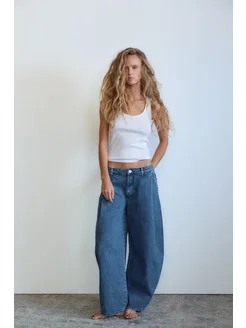 Джинсы trf с низкой посадкой и складками zara 324534906 купить за 10 281 ₽ в интернет-магазине Wildberries