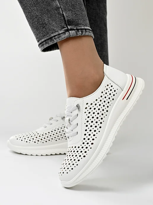 Letsgo Shoes Мокасины летние прессованная кожа, белый