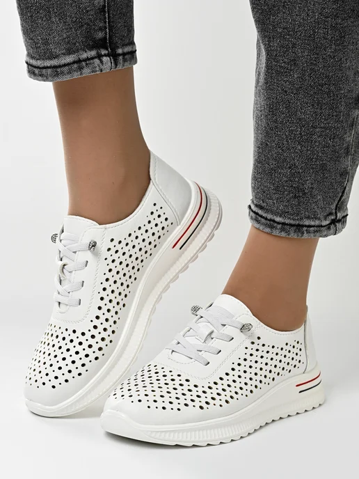 Letsgo Shoes Мокасины летние прессованная кожа, белый, фото 2