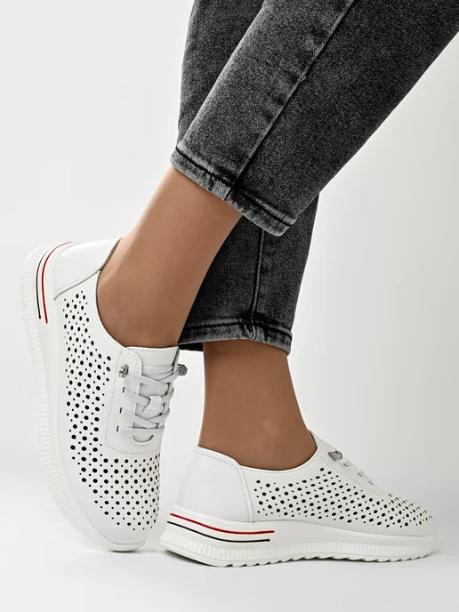 Letsgo Shoes Мокасины летние прессованная кожа, белый, фото 3