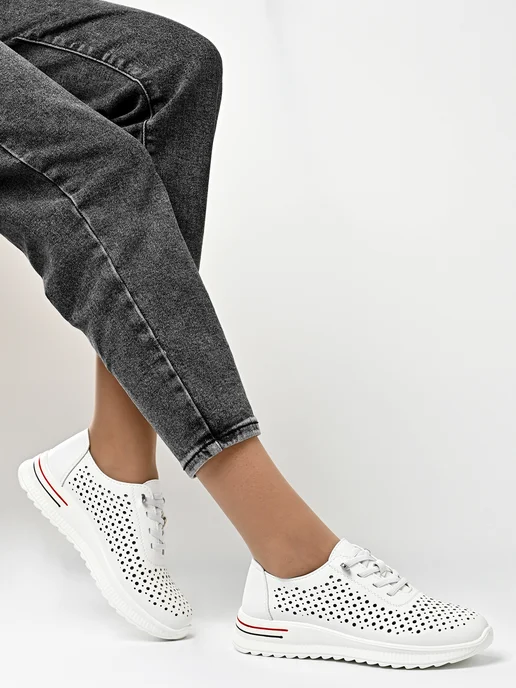 Letsgo Shoes Мокасины летние прессованная кожа, белый, фото 4