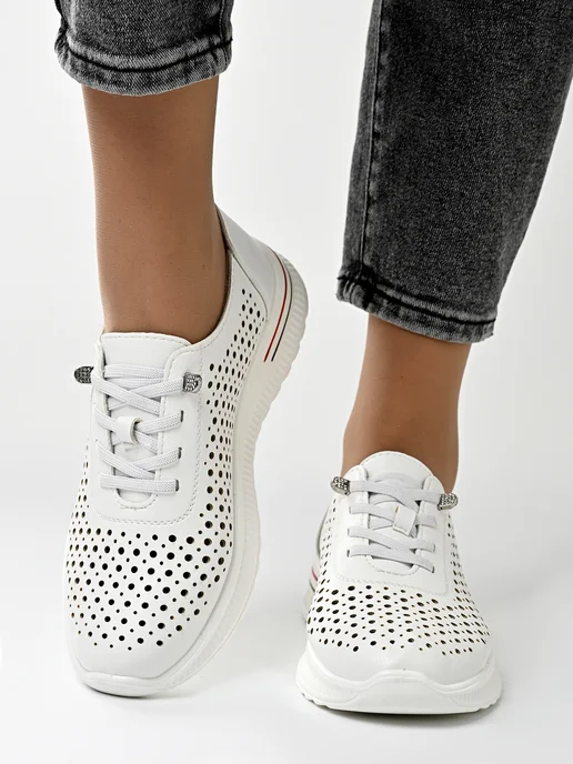 Letsgo Shoes Мокасины летние прессованная кожа, белый, фото 5