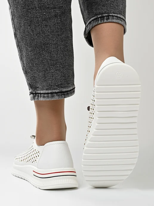 Letsgo Shoes Мокасины летние прессованная кожа, белый, фото 6