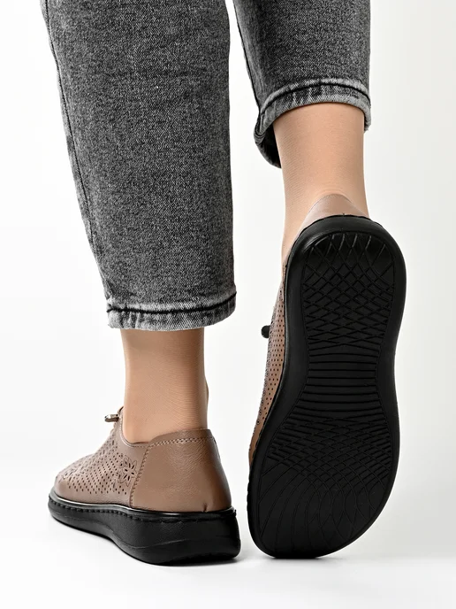 Letsgo Shoes Мокасины летние прессованная кожа, коричневый, фото 2